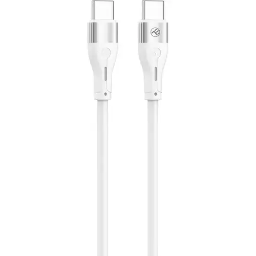 Cablu silicon Tellur Type-C to Type-C, 3A, PD60W, 1m, Alb