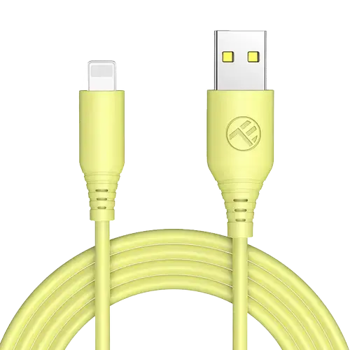 Cablu silicon Tellur USB to Lightning, 3A, 1m, Galben