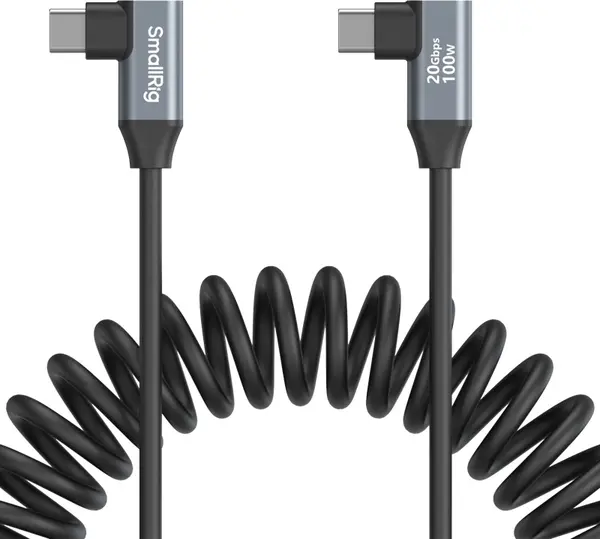 Cablu SmallRig - USB-C Angled/USB-C Angled, Coiled, 35-100 cm