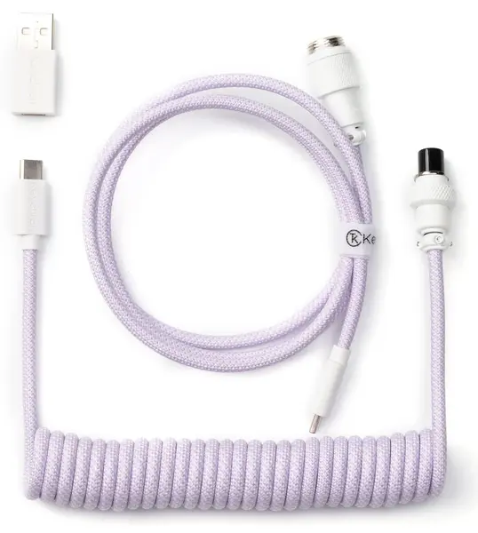 Cablu spiralat Keychron – Coiled Aviator, 1.36 m, violet