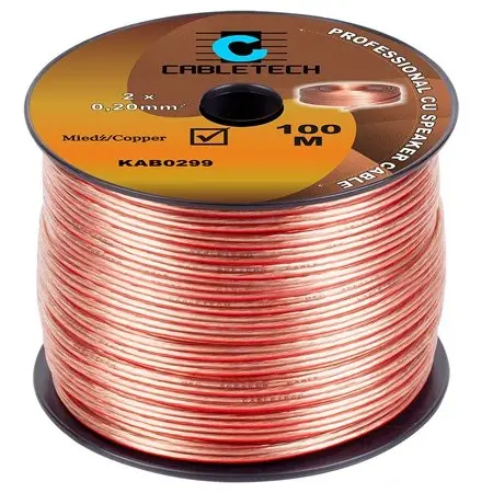 Cablu transparent pentru difuzor, cupru, 2 x 0.2 mm2, rola 100m KAB0299