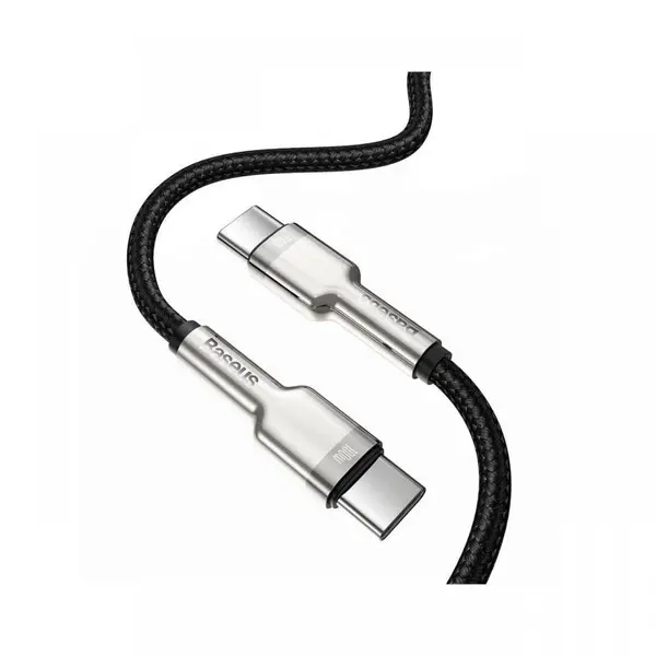 Cablu Type-C la Type-C Baseus Cafule Series Metal 100W Black (1m, impletitura nylon)