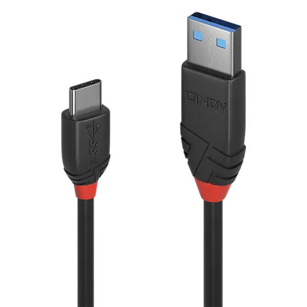 Cablu USB 3.1 tip A la tip C Black Line 3A 1.5m Negru, Lindy L36917