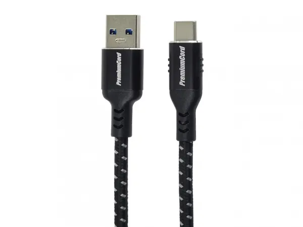 Cablu USB 3.2-A la USB type C T-T 0.5m brodat Negru, ku31cx05