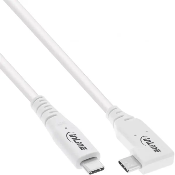Cablu USB 4 type C drept/unghi 90 grade 240W/8K60Hz T-T 2m Alb, InLine IL35912W