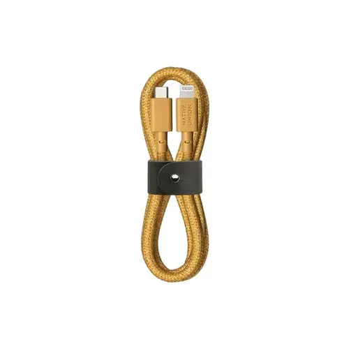 Cablu USB-C – Lightning, Native Union, 1,2 m, acoperire textila, Galben BELT-CL-KFT-2-NP