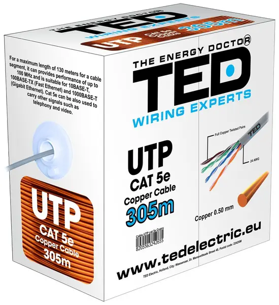 Cablu UTP cat.5e cupru integral rola 305ml TED Wire Expert TED002495