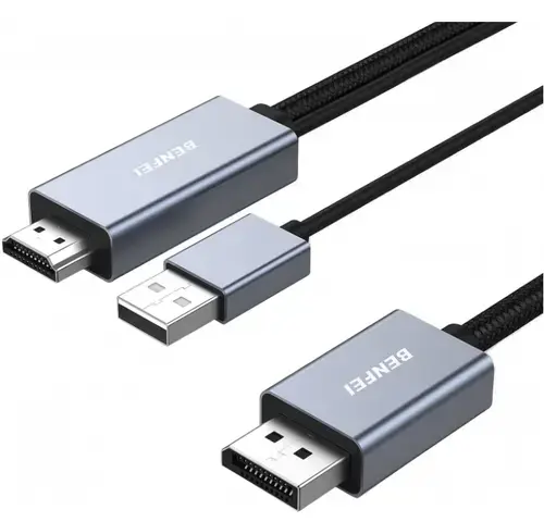 Cablu Video Benfei, HDMI - DisplayPort, 4K, 1.8m, Gri