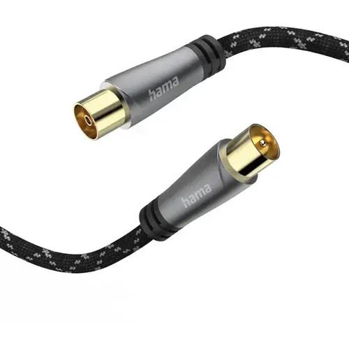 Cablu video Coaxial HAMA 205070, 1.5m, 120dB (Negru/Gri)