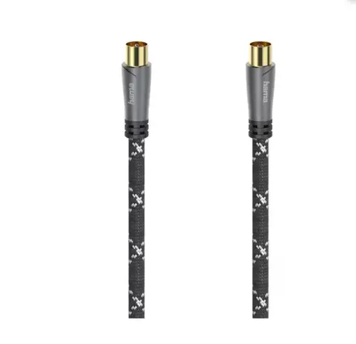 Cablu video coaxial Hama 205072, 5m, 120dB (Negru/Gri)
