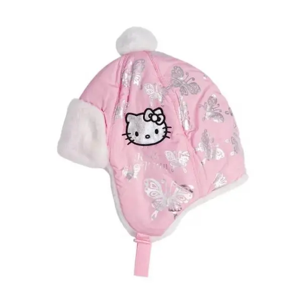 Caciula blana Hello Kitty fluturi cu urechi Roz Engros