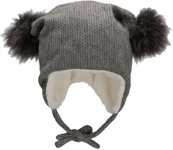 Căciulă de iarnă pentru copii cu pompoane Sterntaler - 55 cm, 4-6 ani, gri