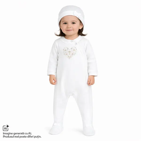 Caciulita bebelusi Chicco din jerse, Alb cu model, 01483-70MFCI