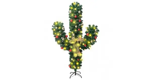 Cactus de craciun cu suport si led, verde, 150 cm, pvc