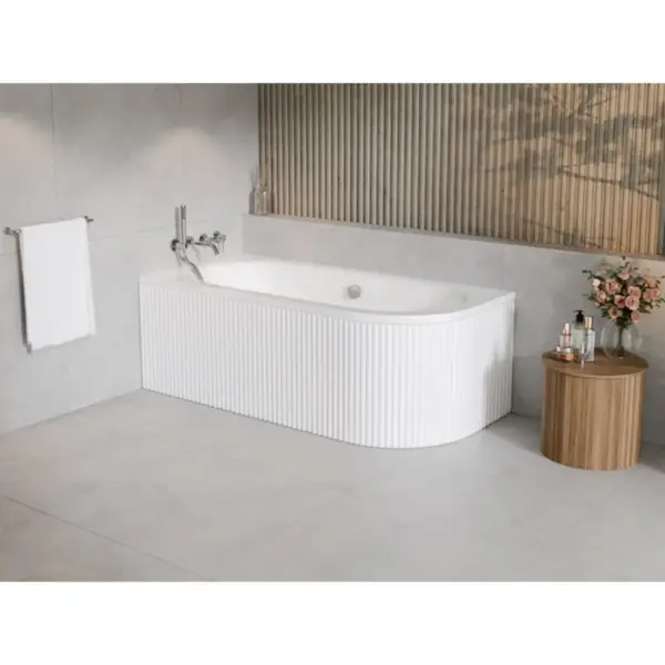 Cada baie 170x75 cm, orientare stanga, masca frontala cu riflaje inclusa, alba, Besco Avita