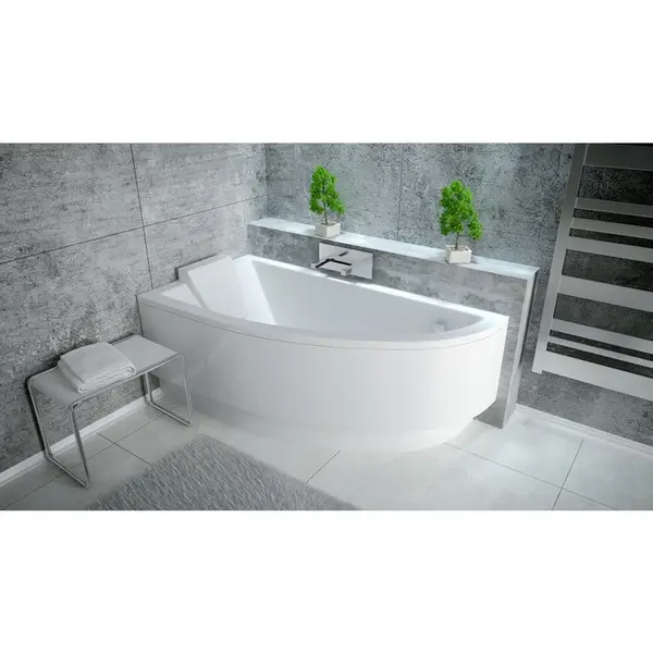 Cada baie asimetrica, acril, 150 x 70 cm, orientare stanga, Besco Praktika