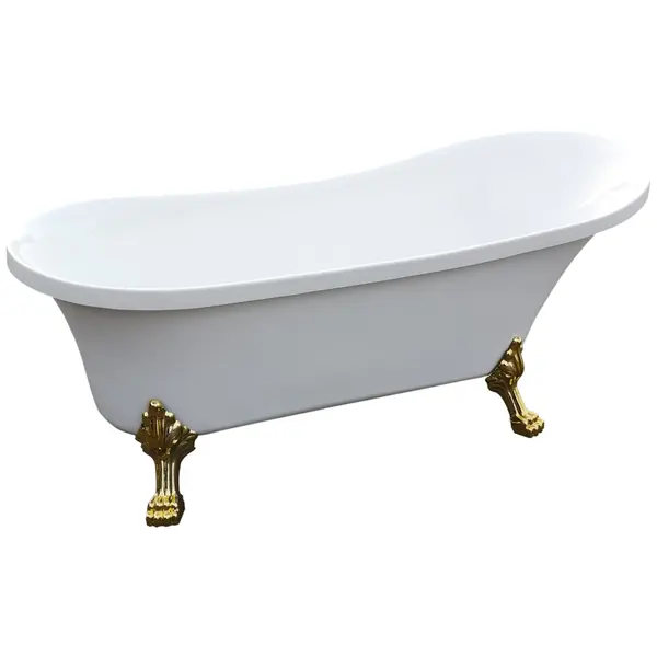 Cada baie freestanding Bella*BSM-404 acril 170 x 75 x 75 cm alb picioare aurii