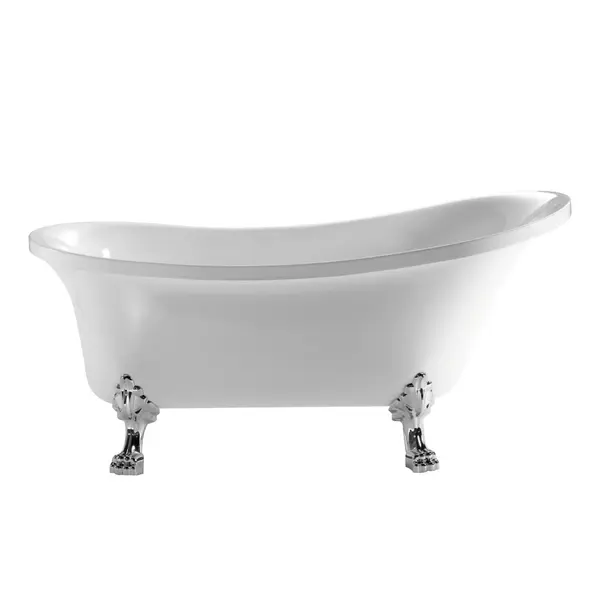 Cada baie freestanding Bella*BSM-404 acril 170 x 75 x 75 cm alb picioare argintii
