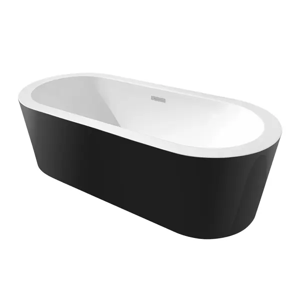 Cada baie freestanding Bella WB-814 acril 170 x 80 x 58 cm negru lucios