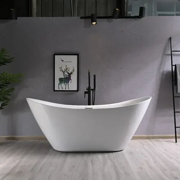 Cada baie freestanding slim 150 x 77 cm, ovala cu preaplin, Bella Foglia