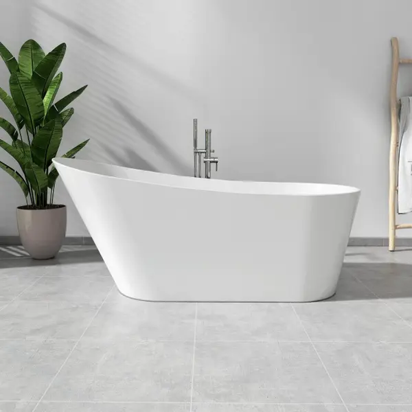 Cada freestanding compozit, 170 x 73 cm, ovala, alb lucios, Foglia Viva