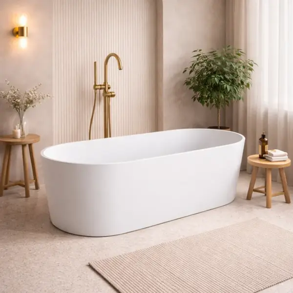 Cada freestanding compozit, alb mat, 180x76 cm, Foglia Terra