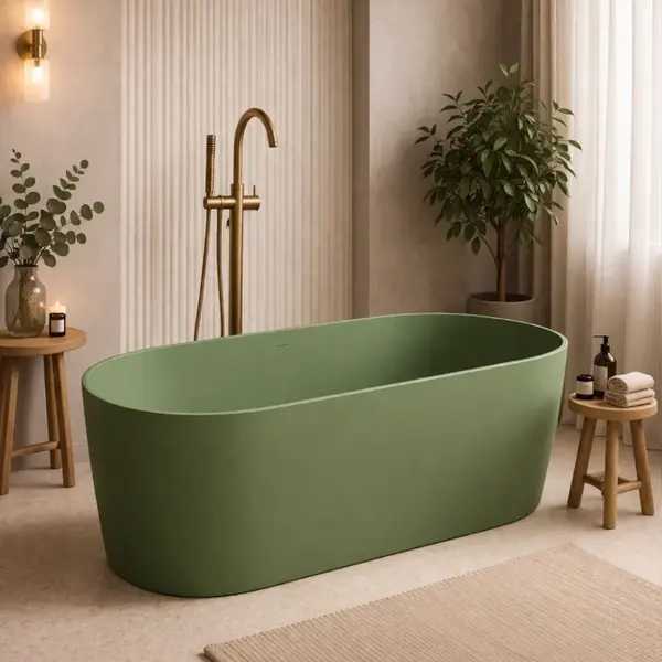 Cada freestanding compozit, verde mat, 180x76 cm, Foglia Terra
