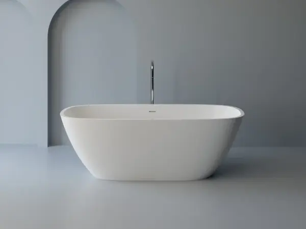 Cada freestanding dreptunghiulara, compozit alb mat, interior lucios, 150x73.6x50.7 cm, Foglia Aura