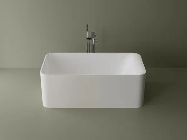 Cada freestanding dreptunghiulara, compozit alb mat, interior lucios, 150x76.2x53.5 cm, Foglia Toscana