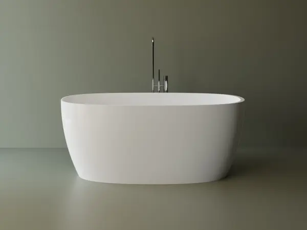 Cada freestanding ovala, compozit alb lucios 150x71.5x60 cm Foglia Nova