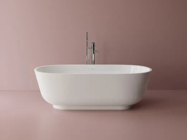 Cada freestanding ovala, compozit alb lucios, 158x73x49.5 cm, Foglia Privee