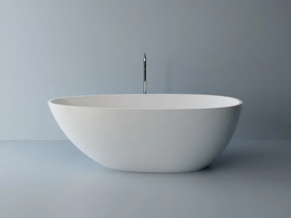 Cada freestanding ovala, compozit alb lucios, 168x82x55 cm, Foglia Artemis