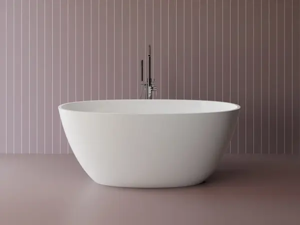 Cada freestanding ovala, compozit alb mat, interior lucios, 149.9x76.2x61 cm Foglia Monaco