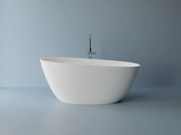 Cada freestanding ovala, compozit alb mat, interior lucios, 157x68x65 cm, Foglia Celestial