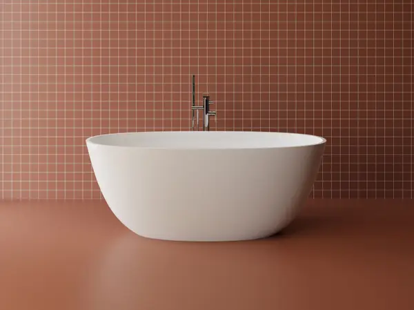 Cada freestanding ovala, compozit alb mat, interior lucios, 160x78x61 cm, Foglia Heritage