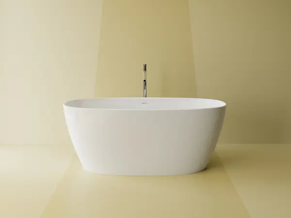 Cada freestanding ovala, compozit alb mat, interior lucios, 160x78.7x61.5 cm, Foglia Lumia