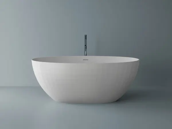 Cada freestanding ovala, compozit alb mat, interior lucios, 167x830x61.9 cm, Foglia Tuxedo