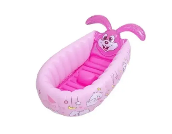 Cada gonflabila pentru bebelusi tip iepuras - model roz portabil