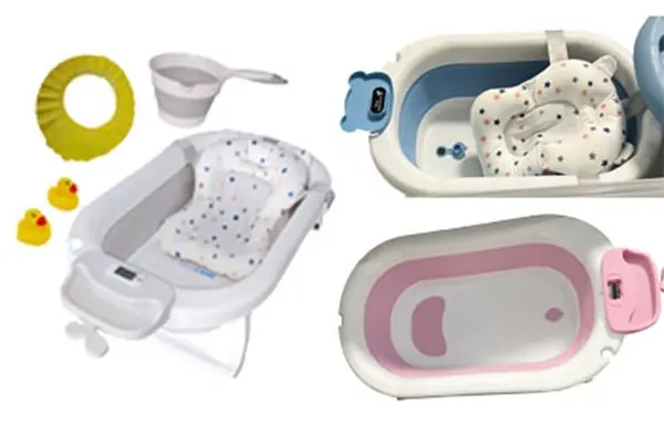Cada pliabila bebe Little Mom cu suport, pernuta anatomica, termometru si accesorii complete Roz