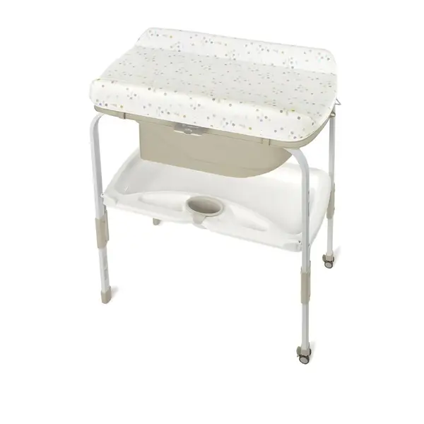 Cadita de baie cu suport, Jane, Flip Cu 2 pozitii anatomice, Cu masuta de infasat, Cu tavita si compartimente pentru accesorii, Conform cu standardele europene EN 17072:2018EN 12221:2008+A1:2013, Iris