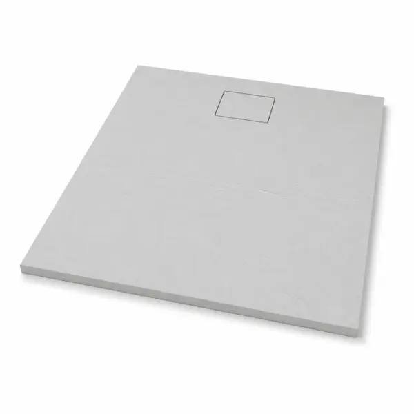 Cadita de dus gri ciment texturata slim din compozit 90x90 cm, efect piatra naturala, finisaj mat antiderapant