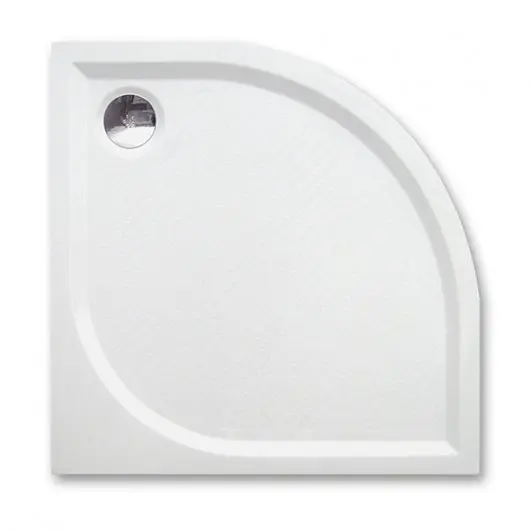 Cadita de dus semirotunda, din marmura, alba, 80x80x3 cm, finisaj anti-alunecare, Roth Dream-M