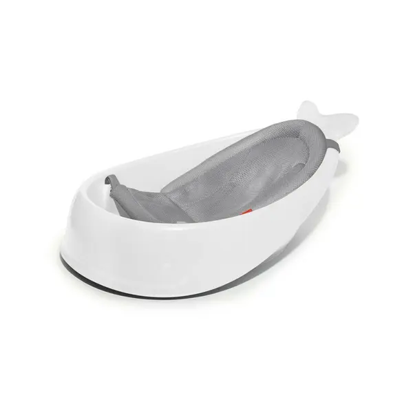 Cadita inteligenta, Skip Hop, Multifunctionala, Cu suport detasabil, Pentru 3 etape de crestere, 2 doua pozitii ergonomice, Antiderapanta, Fara PVC si ftalati, 0 luni+, 70 x 48 x 29 cm, Alb/Gri