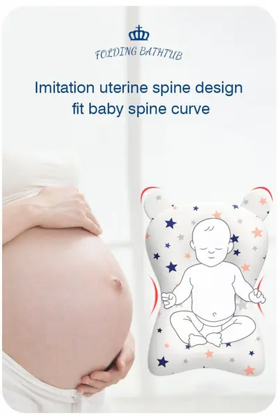 Cadita pentru bebelusi Little Mom King Blue cu pernuta reductor pliabila, dop cu senzor de temperatura, picioare solide si antiderapante, dimensiune 82 x 50 x 21.5 cm
