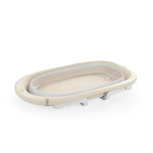 Cadita pliabila bej, design ergonomic, cu dop scurgere, greutate suportata 15 kg , 6 luni+
