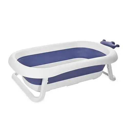 Cadita pliabila pentru bebelusi Lorelli Royal Blue, 83 cm, 0-12 luni, cu dop de scurgere, indicator de umplere, margini rotunjite