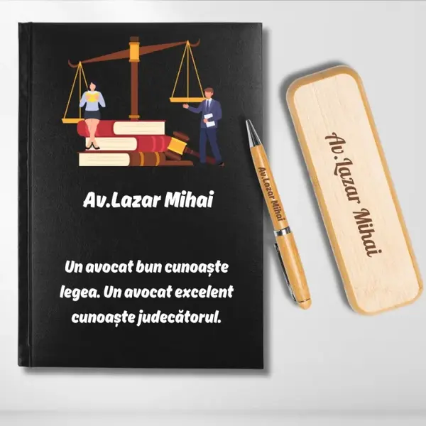 Cadou pentru Avocat - Agenda personalizata + set scris