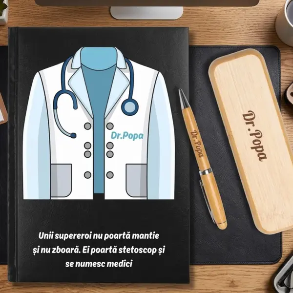 Cadou pentru Doctor - Agenda personalizata + set scris