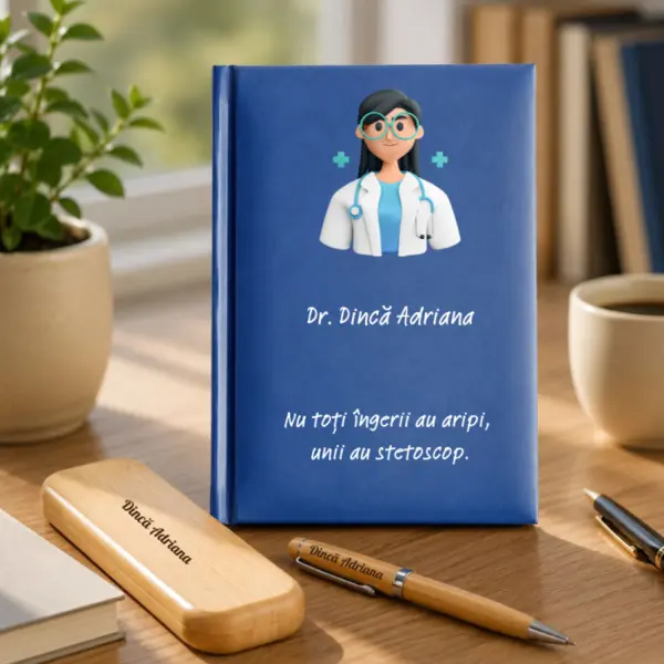 Cadou pentru Doctor - Agenda + set de scris personalizat