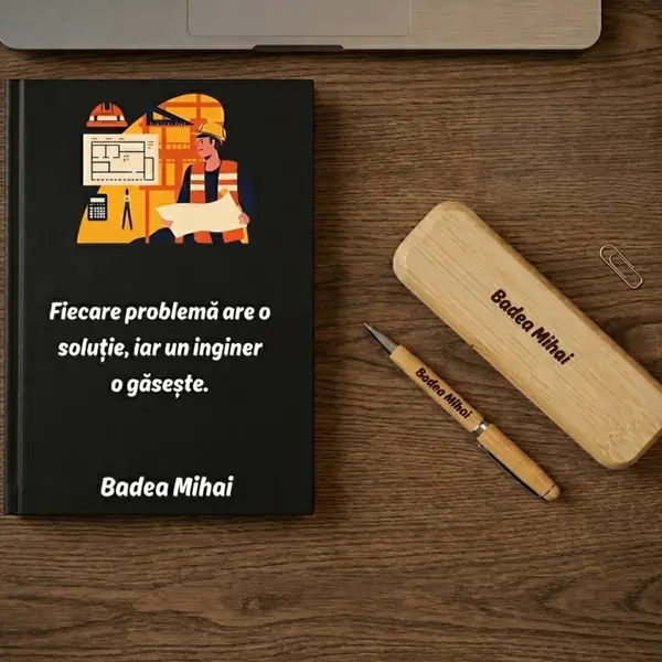 Cadou pentru inginer- Agenda personalizata + set scris